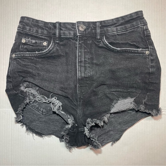 Distressed Black Denim Shorts - Picture 9 of 10
